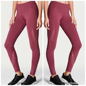 VSX Victoria Secret VS SPORT Workout Pants BURGUNDY cutout athletic yoga gym